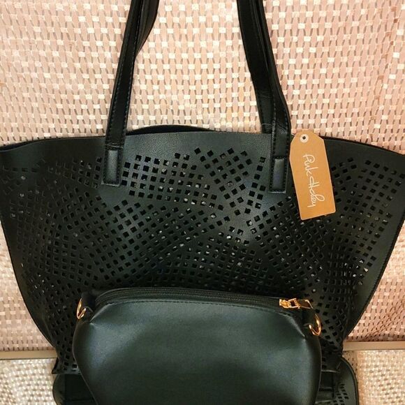 Pink Haley Black Mesh tote bag with a matching crossbody bag - Picture 12 of 16